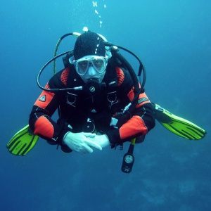 Scuba diver underwater in the ocean