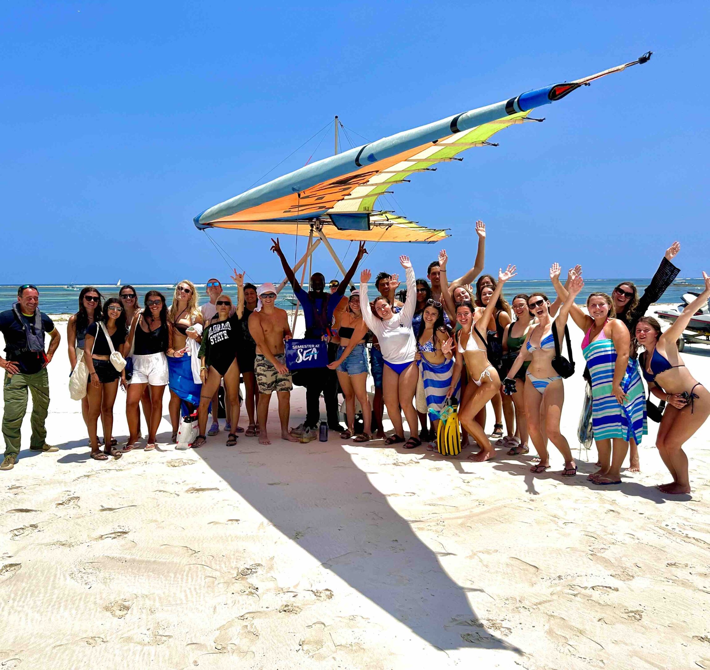Whale Shark Adventures spotter aircraft and guests on Diani Beach Kenya
